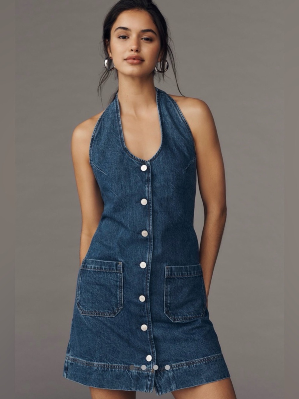 Reformation NWT Brittany Halter Denim Mini Dress